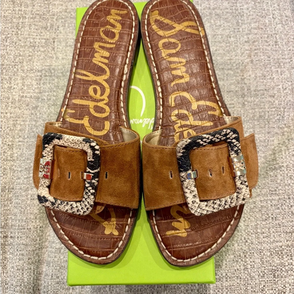 Sam Edelman Tan and Snakeskin Buckle Sandals - Picture 1 of 4